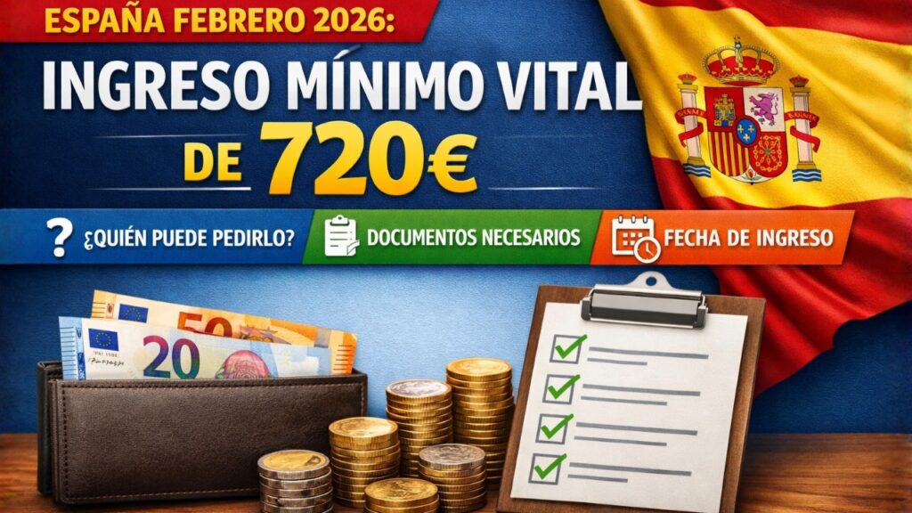 España Febrero 2026: Ingreso Mínimo Vital de 720€ – Quién Puede Pedirlo, Documentos Necesarios y Fecha de Ingreso
