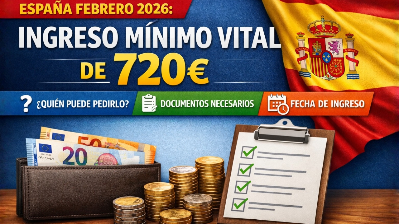 España Febrero 2026: Ingreso Mínimo Vital de 720€ – Quién Puede Pedirlo, Documentos Necesarios y Fecha de Ingreso