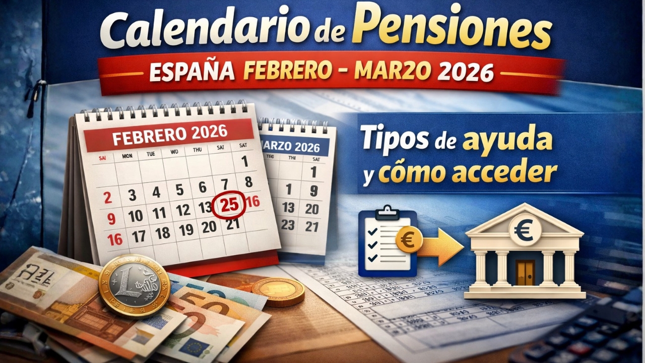 Calendario de pensiones España febrero–marzo 2026: tipos de ayuda y cómo acceder