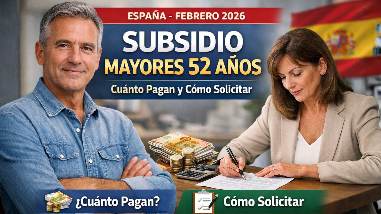 Subsidio Mayores 52 Años España – Cuánto Pagan y Cómo Solicitar Febrero 2026