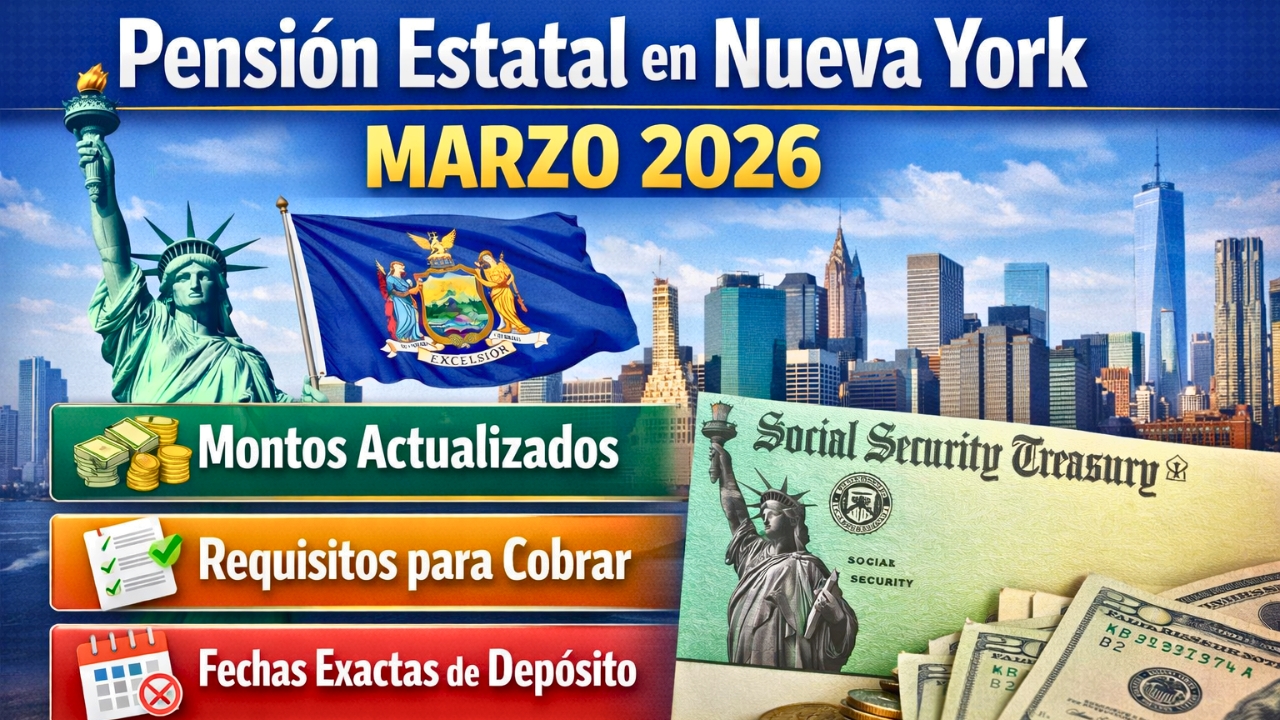 Pensión estatal en Nueva York marzo 2026: montos actualizados, requisitos y fechas exactas de depósito